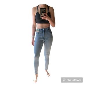 High rise light wash recycled jeggings womens size 2